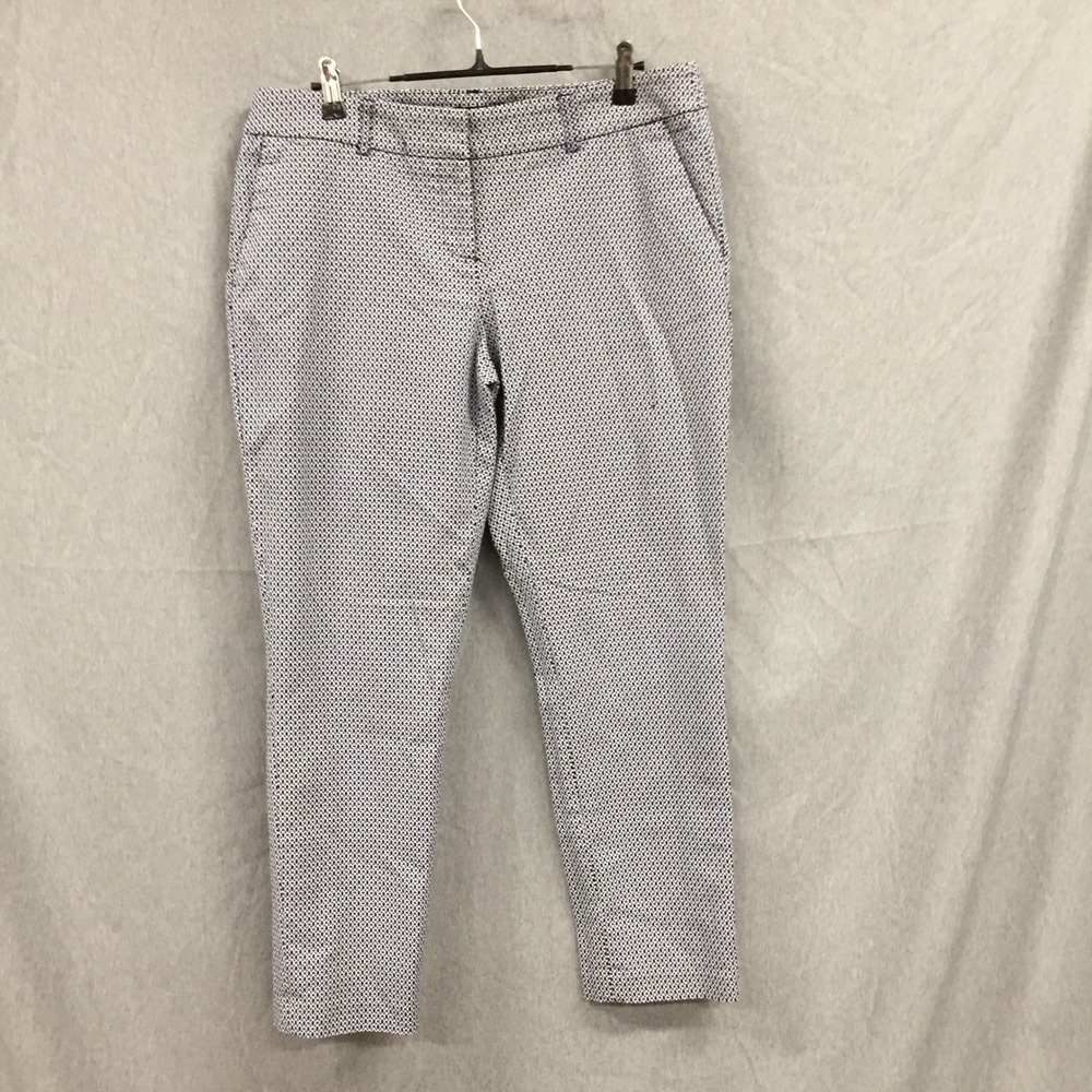 Willi‎ Smith Womens Blue Geometric Diamond Print Ankle Pants Size 10 Slim Fit